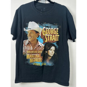 George Straight And Martina McBride Concert Shirt 2012 Tour Sz L Large Black A7